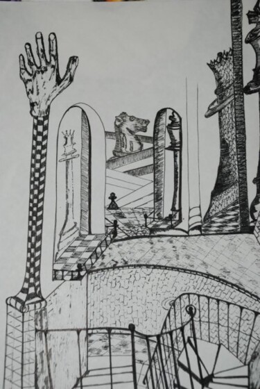 Zeichnungen mit dem Titel "Take the Stairs" von Zita Barbara Sanders, Original-Kunstwerk