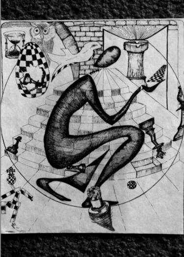 Zeichnungen mit dem Titel "The Thinker" von Zita Barbara Sanders, Original-Kunstwerk