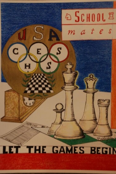 Desenho intitulada "School Mates Magazi…" por Zita Barbara Sanders, Obras de arte originais