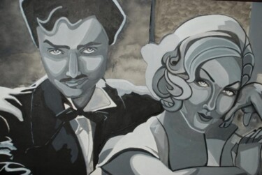 Dessin intitulée "Clark Gable and Car…" par Zita Barbara Sanders, Œuvre d'art originale