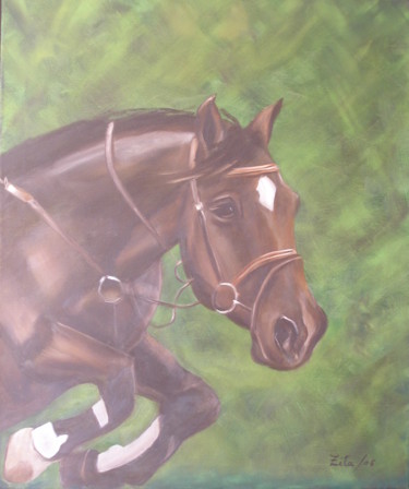 Pintura intitulada "Salto de Cavalo" por Zita Dantas, Obras de arte originais, Óleo