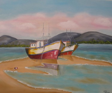 Pintura intitulada "Barcos em Terra" por Zita Dantas, Obras de arte originais