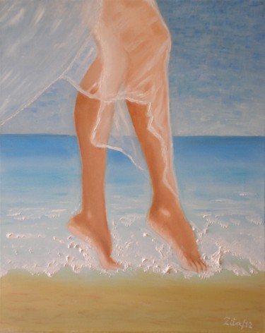 Pintura intitulada "Pés na Areia" por Zita Dantas, Obras de arte originais
