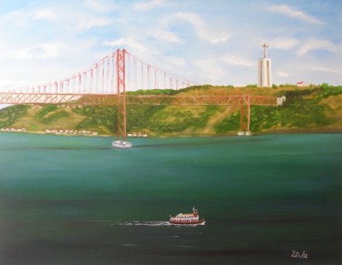 Pintura intitulada "Tejo" por Zita Dantas, Obras de arte originais, Óleo