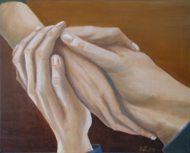 Pintura intitulada "Mãos - Afecto" por Zita Dantas, Obras de arte originais