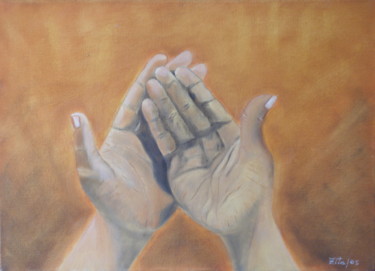 Pintura intitulada "Mãos Sobrepostas" por Zita Dantas, Obras de arte originais