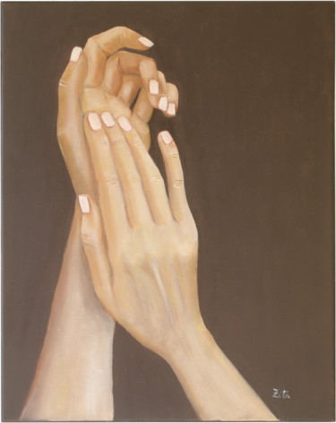 Pintura intitulada "Mãos - Aplauso" por Zita Dantas, Obras de arte originais, Óleo