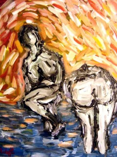 Painting titled "La baignade" by Zitof, Original Artwork