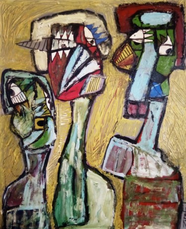 Painting titled "La ch'tite famille" by Zitof, Original Artwork