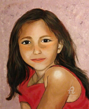 Painting titled "Regard d'enfant" by Ziva Maddie Haentzler Krummenacher, Original Artwork, Acrylic