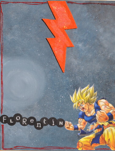 Painting titled "Dragon Ball Z" by Ziva Maddie Haentzler Krummenacher, Original Artwork, Acrylic