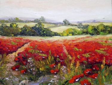 Painting titled "FIELD OF POPPIES 3" by Zoja, Original Artwork