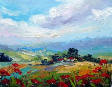 Painting titled "FILED OF POPPIES 7" by Zoja, Original Artwork, Oil