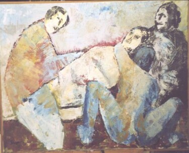 Painting titled "porteurs de la mort" by Ziya Aydin, Original Artwork