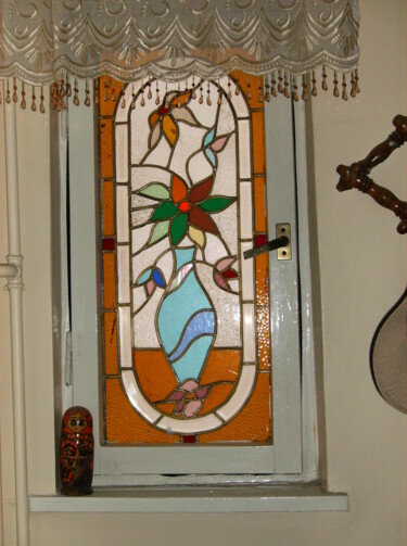 Pintura intitulada "Fenêtre en vitrail…" por Ziya Aydin, Obras de arte originais