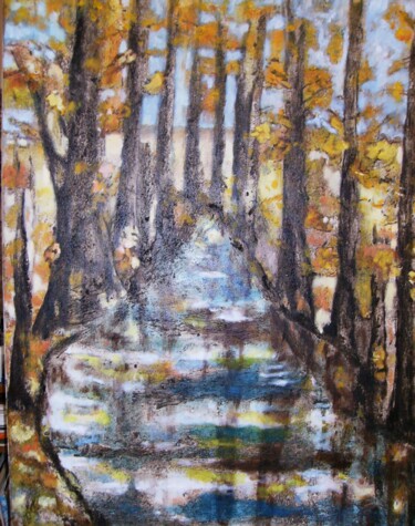 Malerei mit dem Titel "Les arbres autour d…" von Ziya Aydin, Original-Kunstwerk, Öl