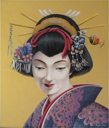 Painting titled "Geisha" by Ziya Eris, Original Artwork