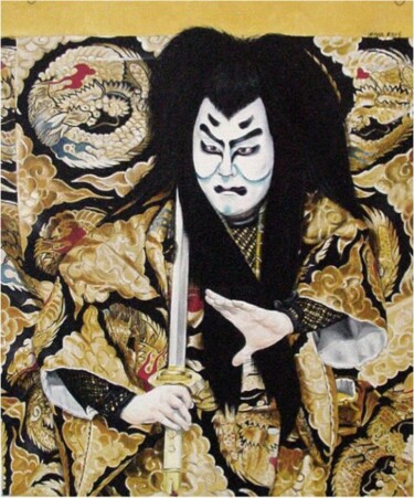 Painting titled "Kabuki Fire Dragon" by Ziya Eris, Original Artwork