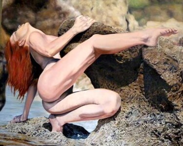 Painting titled "Woman on the Rock" by Ziya Eris, Original Artwork