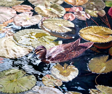 Painting titled "duck-in-the-pond-51…" by Ziya Eris, Original Artwork