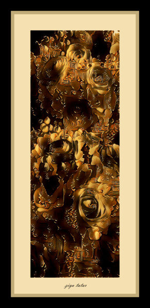 Digital Arts titled "Golden Flowers" by Ziya Tatar, Original Artwork, Digital Painting