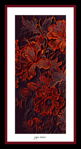 Цифровое искусство под названием "Fire flowers" - Ziya Tatar, Подлинное произведение искусства, Цифровая живопись