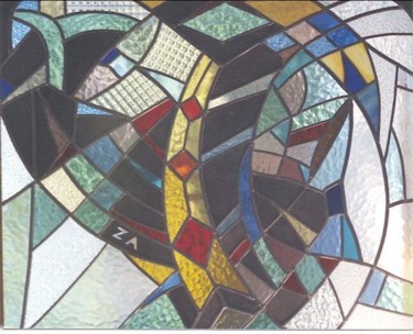 Peinture intitulée "vitrail simple" par Ziya Aydin, Œuvre d'art originale