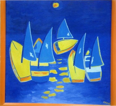 Painting titled "la perouse la nuit" by Karima Zidani, Original Artwork