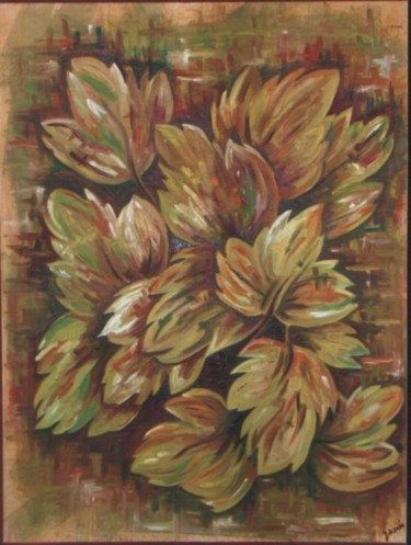 Peinture intitulée "feuilles mortes" par Karima Zidani, Œuvre d'art originale