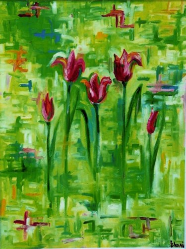 Peinture intitulée "tulipes1" par Karima Zidani, Œuvre d'art originale