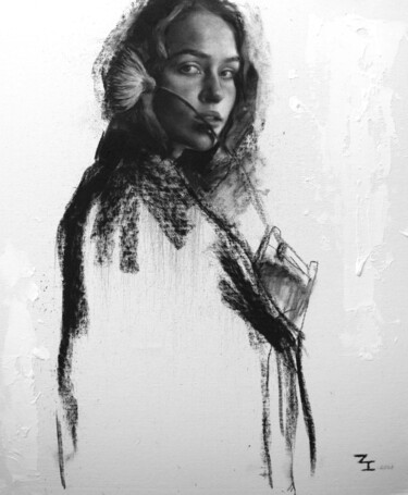 Картина под названием "Contemporary portra…" - Zlatina Ivanova, Подлинное произведение искусства, Древесный уголь