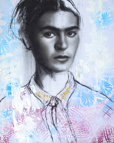 Drawing titled "Frida" by Zlatina Ivanova, Original Artwork, Charcoal