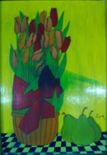 Pintura titulada "Tulipanes con lazo" por Zoa Torralbo, Obra de arte original