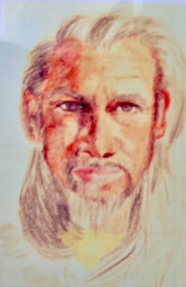Drawing titled "Florent Pagny" by Zoé Valy, Original Artwork, Pencil Mounted on Cardboard