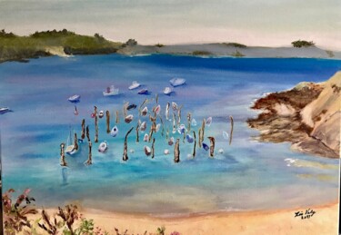 Painting titled "Port de Gwen Zegall" by Zoé Valy, Original Artwork, Oil Mounted on Wood Stretcher frame