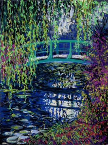 Картина под названием "japanese-bridge-giv…" - Zoe Norman, Подлинное произведение искусства, Пастель