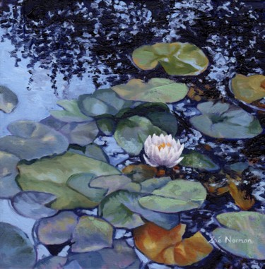 Malerei mit dem Titel "water-lily-at-giver…" von Zoe Norman, Original-Kunstwerk, Öl