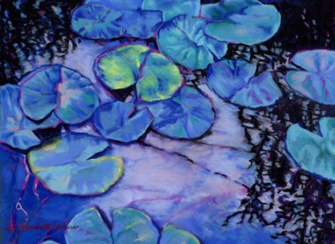 Картина под названием "waterlily-study-in-…" - Zoe Norman, Подлинное произведение искусства, Пастель