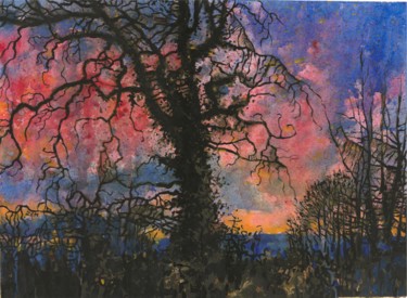Painting titled "Old Oak" by Zoe Norman, Original Artwork, Watercolor