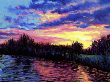 Pittura intitolato "Sunset Over The Nor…" da Zoe Norman, Opera d'arte originale, Pastello