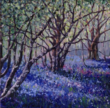Картина под названием "spring-bluebells.jpg" - Zoe Norman, Подлинное произведение искусства, Масло