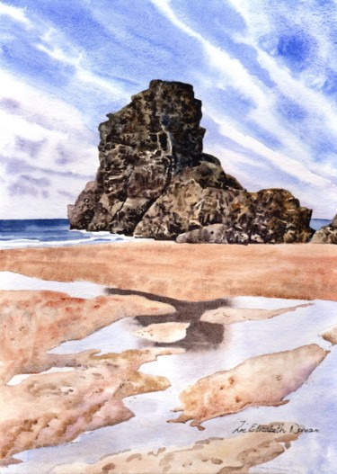 Beach Reflections Painting titled "Beach Reflections" by Zoe Norman, Original Art, Watercolor