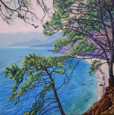 Painting titled "Mediterranean Heigh…" by Zoe Norman, Original Artwork, Oil Mounted on Wood Stretcher frame