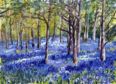 Painting titled "Bluebell Impressions" by Zoe Norman, Original Artwork, Watercolor