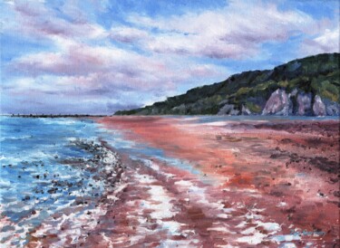 Pintura titulada "Tranquil Beach" por Zoe Norman, Obra de arte original, Oleo Montado en Bastidor de camilla de madera