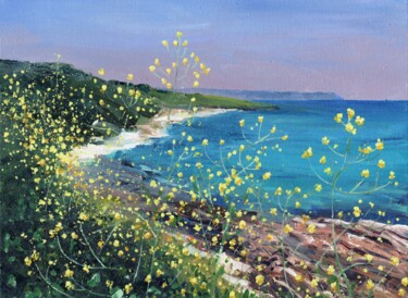 Malarstwo zatytułowany „Coastal Blooms” autorstwa Zoe Norman, Oryginalna praca, Olej Zamontowany na Drewniana rama noszy