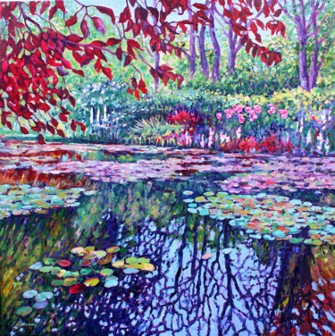 Painting titled "Summer Reflections" by Zoe Norman, Original Artwork, Oil Mounted on Wood Stretcher frame