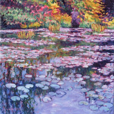 "Summer Waterlilies" başlıklı Tablo Zoe Norman tarafından, Orijinal sanat, Petrol Ahşap Sedye çerçevesi üzerine monte edilmiş