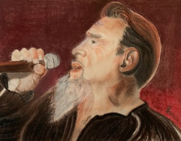 Painting titled "Florent Pagny en co…" by Zoé Valy, Original Artwork, Pastel Mounted on Cardboard