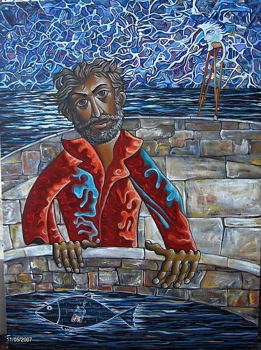 Painting titled "SOS" by Alexandros Androulakis, Original Artwork